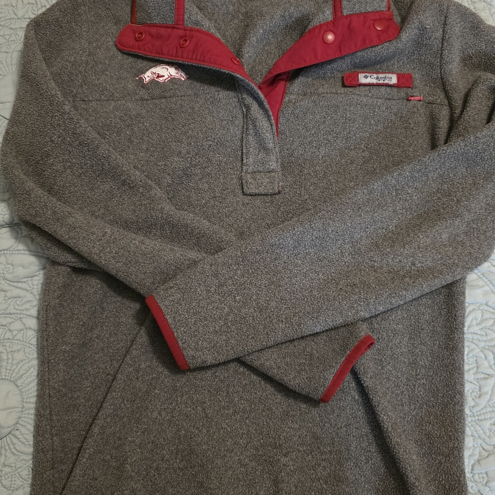 Columbia Red and Gray Fleece Arkansas Razorback Jacket
